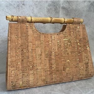 NWT Alessia Cork and Bamboo Clutch